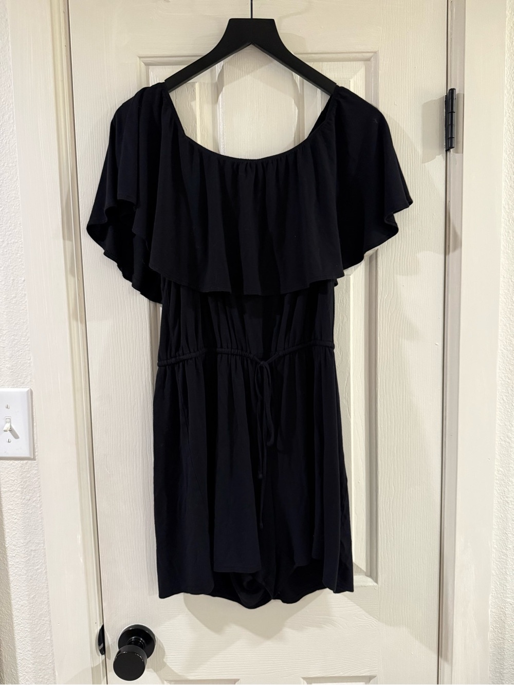 Old Navy Black Off-Shoulder Ruffle Romper